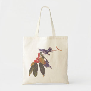 Audubon's Cerulean Warbler Birds with Bear Berries Tote Bag
