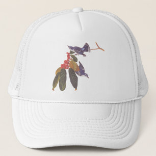 Audubon's Cerulean Warbler Birds with Red Berries Trucker Hat