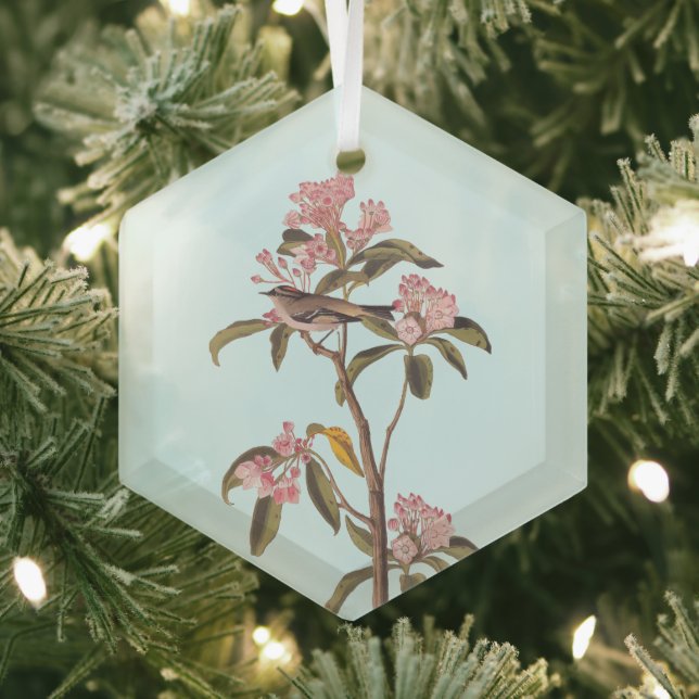 Audubon's Cuvier's Kinglet Mystery Bird Glass Tree Decoration (Insitu)