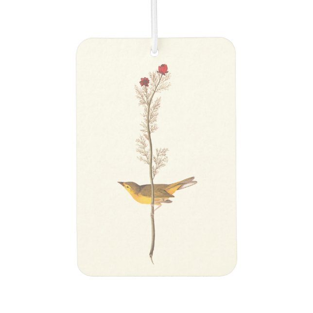 Audubon's Hooded Warbler Bird on Red Flower Bath Car Air Freshener (Front)