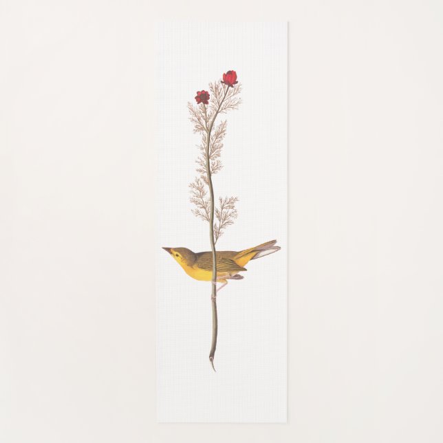 Audubon's Hooded Warbler Bird on Red Flower Yoga Mat (Front)