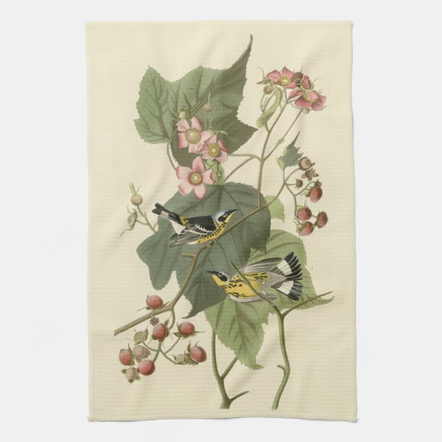 Audubon's Magnolia Warbler Tea Towel (Vertical)