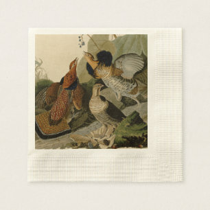Audubon's Painting of a trio of Ruffed Grouse Napkin