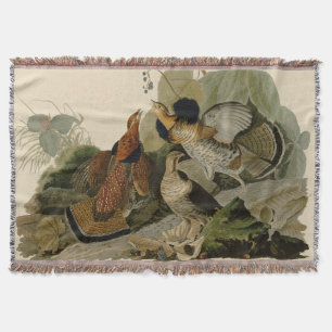 Audubon's Painting of a trio of Ruffed Grouse Throw Blanket