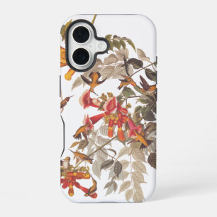 Audubon's Ruby Throated Hummingbirds and Flowers iPhone 16 Case