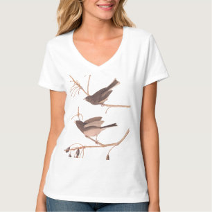 Audubon's Snow Birds on Winter Tree Branch T-Shirt