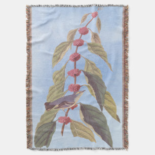 Audubon's Vintage Blue Green Warbler Song Bird Throw Blanket