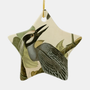 Audubon's Vintage Yellow crowned night heron paint Ceramic Tree Decoration