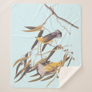 Audubon's Yellow Prothonotary Warbler Bird Sherpa Blanket