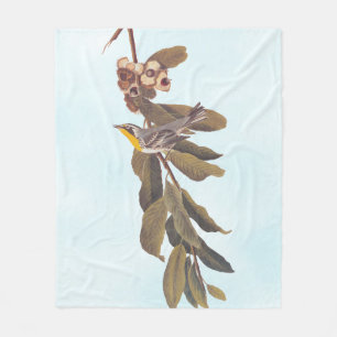 Audubon's Yellow Throated Warbler on Chestnut Fleece Blanket