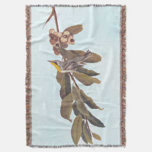 Audubon's Yellow Throated Warbler on Chestnut Throw Blanket