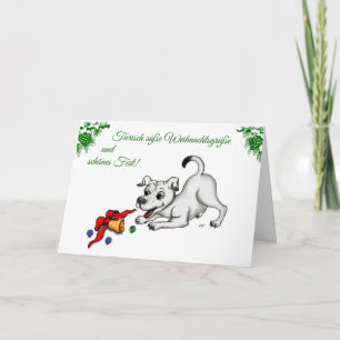 auf Deutsch Weihnachten mit Welpe Glocke und Ball Holiday Card