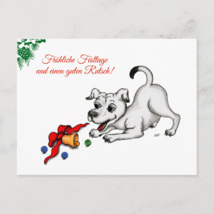 auf Deutsch Weihnachten mit Welpe Glocke und Ball Postcard