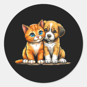 Aufkleber Katze und hund Classic Round Sticker