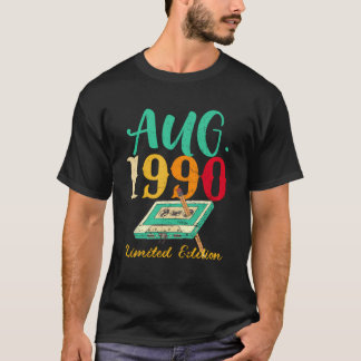 Aug 1990 Vintage Cassette Pencil Fun 33Rd Birthday T-Shirt