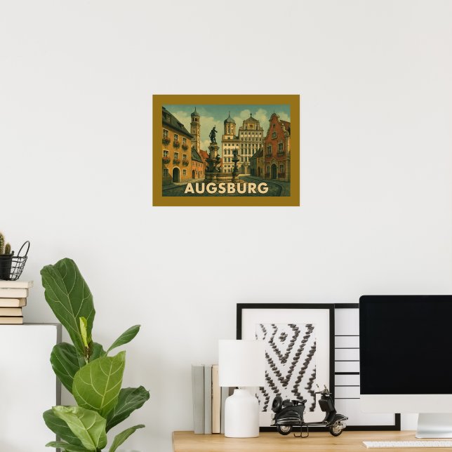 Augsburg Germany City Art Poster (Home Office)