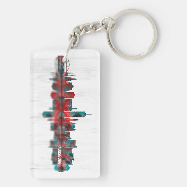 Augsburg Germany Skyline Key Ring (Back)