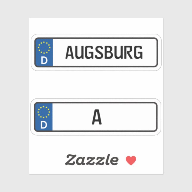 Augsburg kennzeichen, German Car License Plate (Sheet)