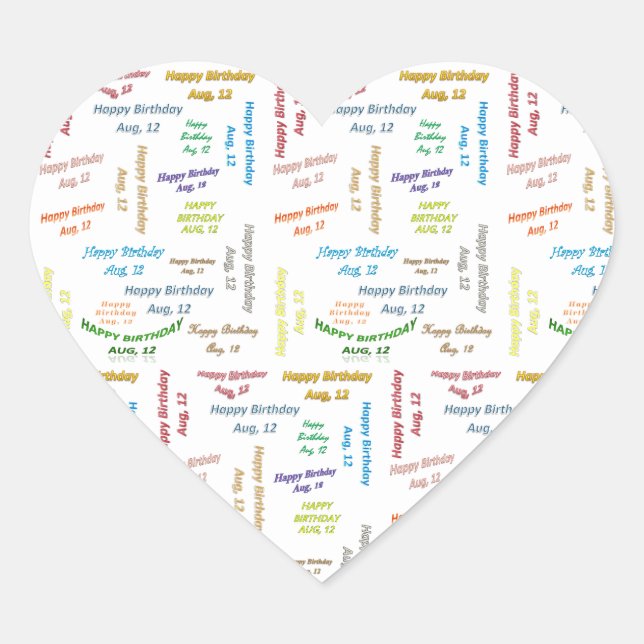 August, 12 Birthday Sticker (Front)