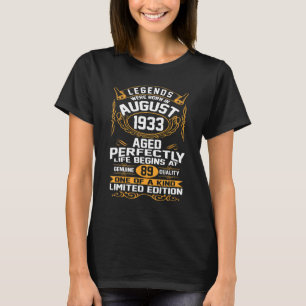 August 1933 89th Birthday 89 Year Old Men Women T-Shirt