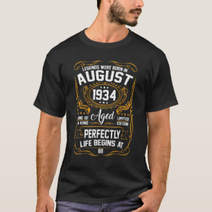 August 1934 88th Birthday  88 Year Old Men Women 3 T-Shirt