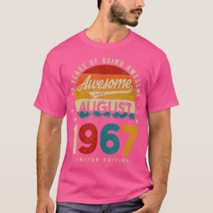 August 1967 Birthday 55 Years Of Being Awesome Vin T-Shirt