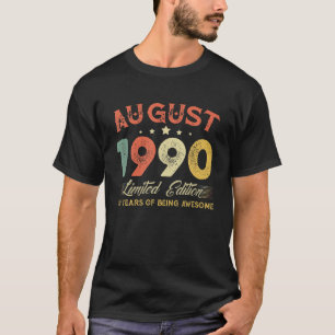 August 1990 30 Years Old Vintage 30th Birthday Gif T-Shirt