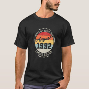 August 1992 30th Birthday 30 Years Of Being Awesom T-Shirt