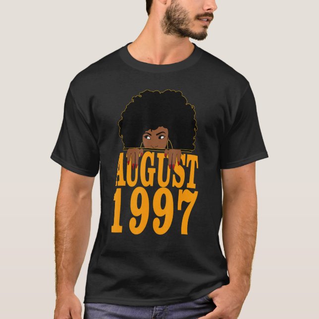 August 1997 25th Birthday 25 Years Old Black Women T-Shirt (Front)