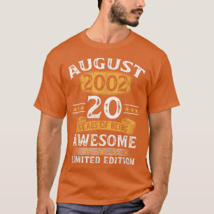 August 2002 20 Years Old Gift For Men Vintage 20th T-Shirt