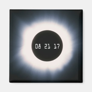 August 2017 Total Solar Eclipse in Black and White Magnet