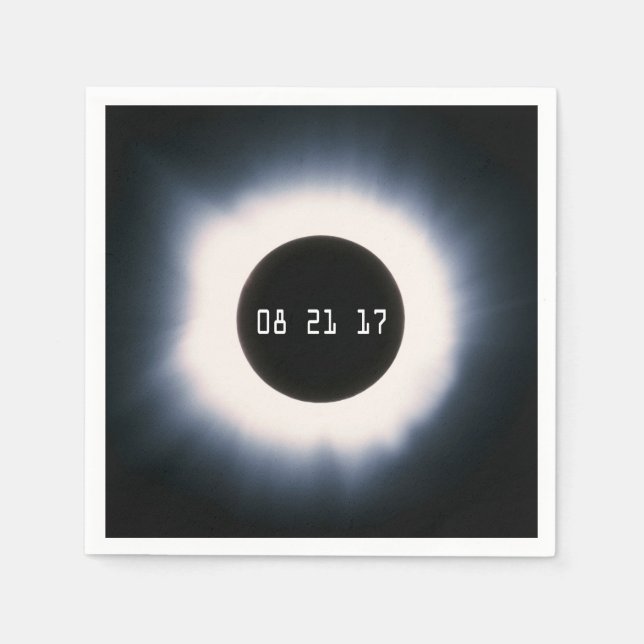 August 2017 Total Solar Eclipse in Black and White Napkin (Front)