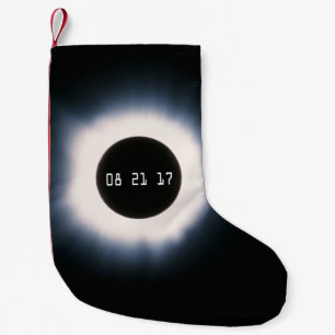 August 2017 Total Solar Eclipse in Black and White Small Christmas Stocking