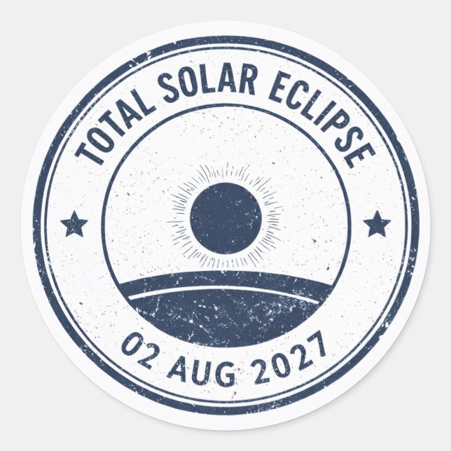 August 2 2027 Solar Eclipse Classic Round Sticker (Front)