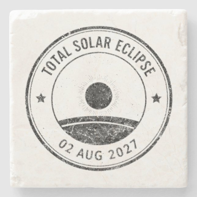 August 2 2027 Solar Eclipse Stone Coaster (Front)