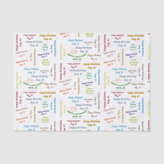 August, 31 Birthday Tissue Paper (Front)