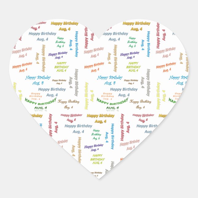 August, 4 Birthday Sticker (Front)