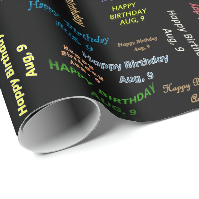 August, 9 Birthday Gift Wrapping Paper (Roll Corner)