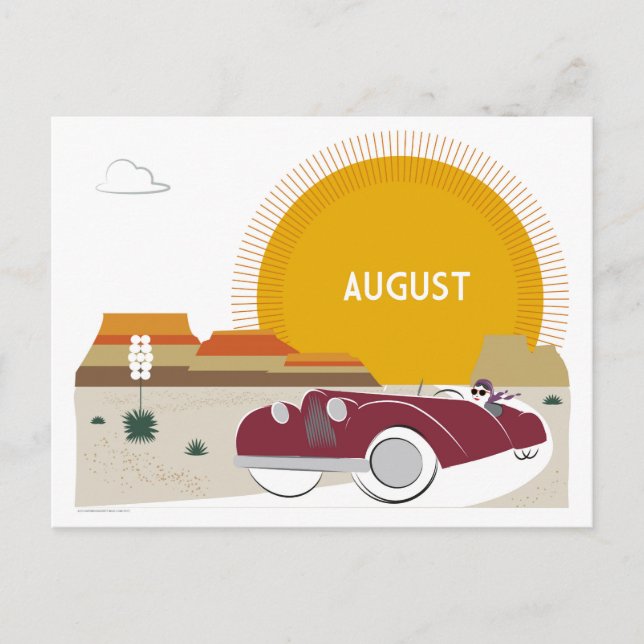August Art Deco Desert Roadtrip Postcard (Front)