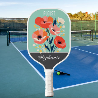 August Birth Flower Custom Name Pickleball Paddle