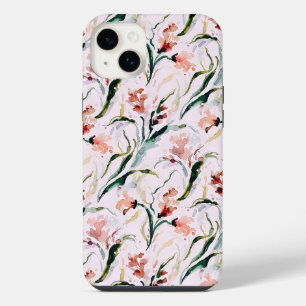 August Birth Flower Gladiolus Watercolor Pattern iPhone 14 Plus Case