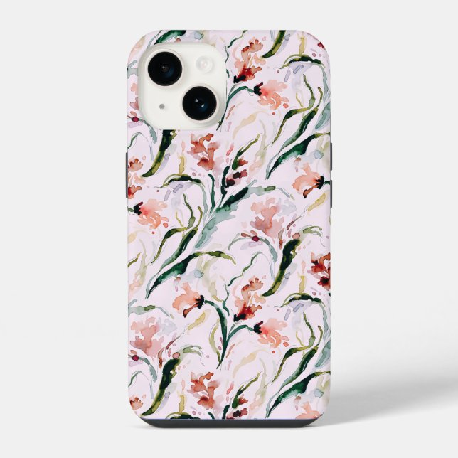 August Birth Flower Gladiolus Watercolor Pattern iPhone Case (Back)