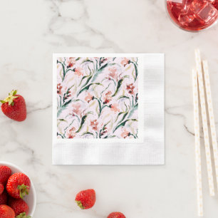 August Birth Flower Gladiolus Watercolor Pattern Napkin