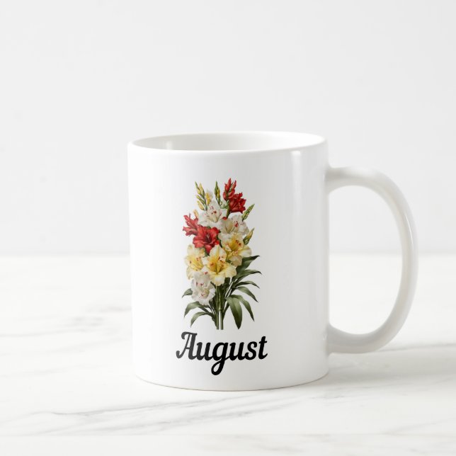 August Birth Flower Mug, Birthday Flower Mug (Right)
