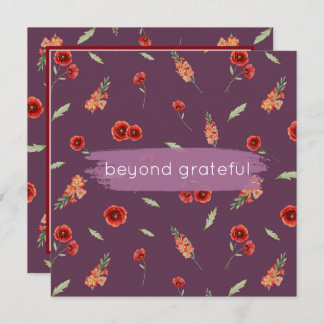 August Birth Flower Poppy Gladiolus Grateful Thank You Card