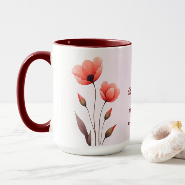 August Birth Month Flower Custom Coffee Mug (With Donut)