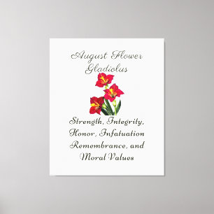 August Birth Month Flower Gladiolus Birth Gift Canvas Print