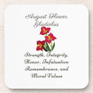 August Birth Month Flower Gladiolus Birth Gift Coaster