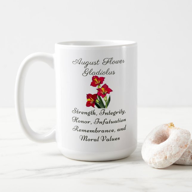 August Birth Month Flower Gladiolus Birth Gift Coffee Mug (With Donut)
