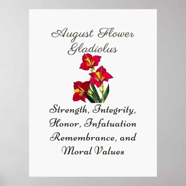 August Birth Month Flower Gladiolus Birth Gift Poster (Front)
